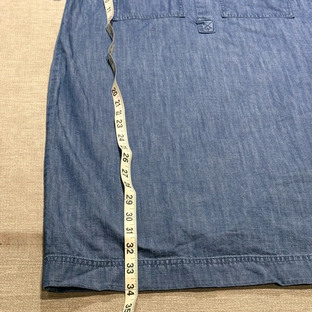 J. Crew Blue Chambray Shift Dress Button Short Sleeve Knee Length - Picture 6 of 6